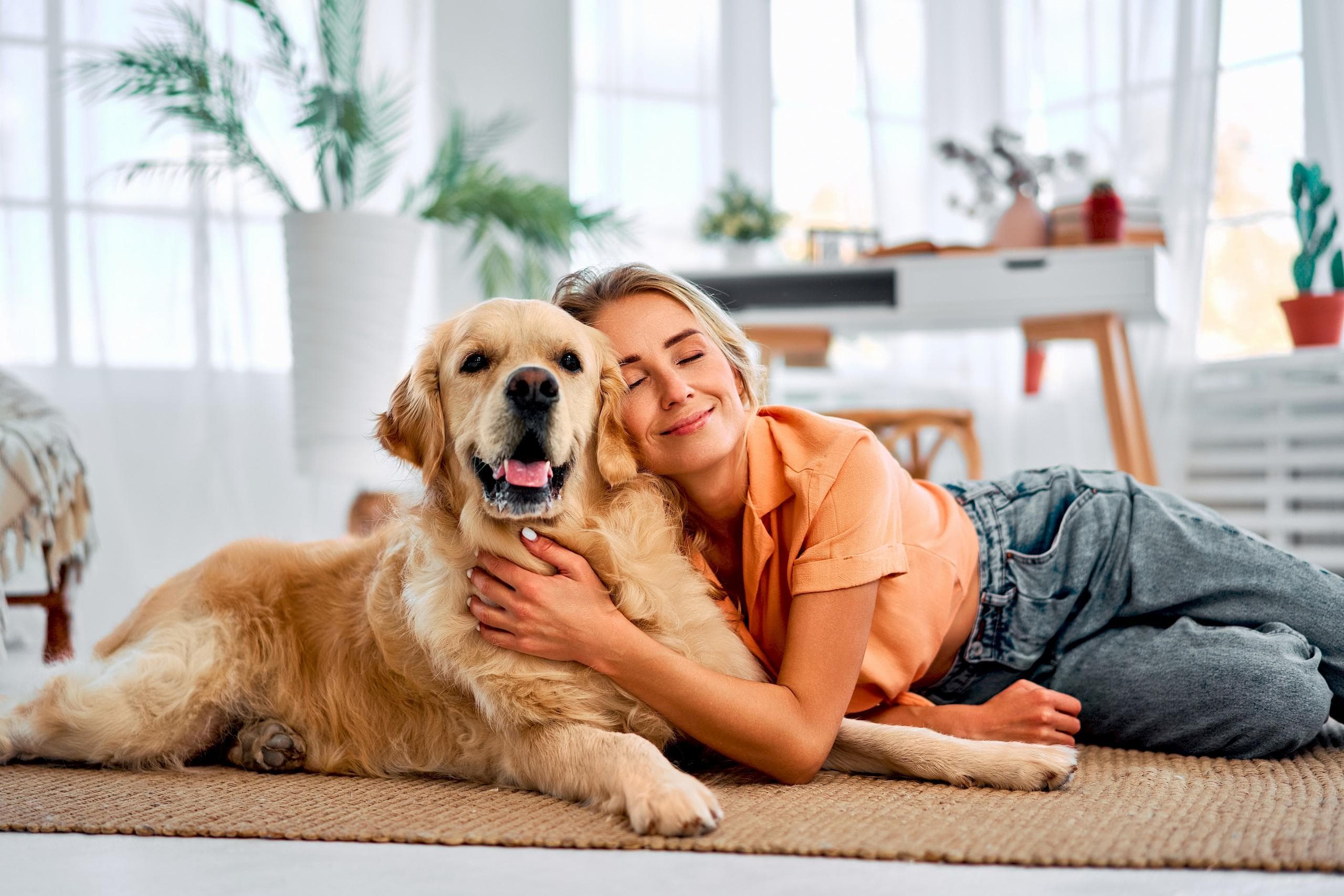 Family with their dog outdoors