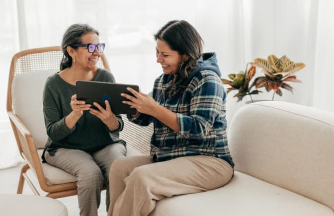 Family member caring for a loved one at home